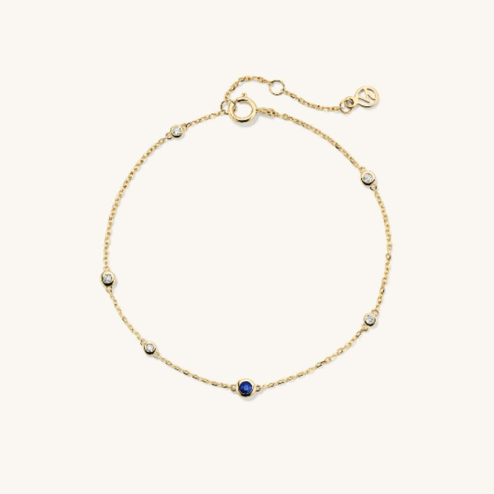 Mejuri Multi Gemstone Station Bracelet, Blue Sapphire & Natural Diamond